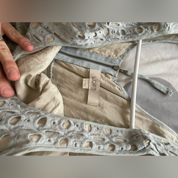 LOFT Light Gray Lace Overlay Dress - Picture 2 of 3